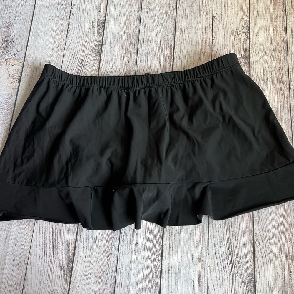 AQUA GREEN Black Swim Skirt 2X